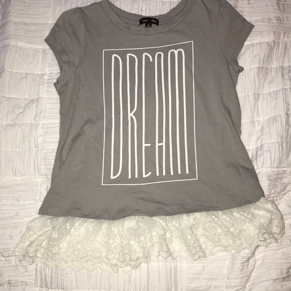 Girls “Dream” tee with lace trim on bottom